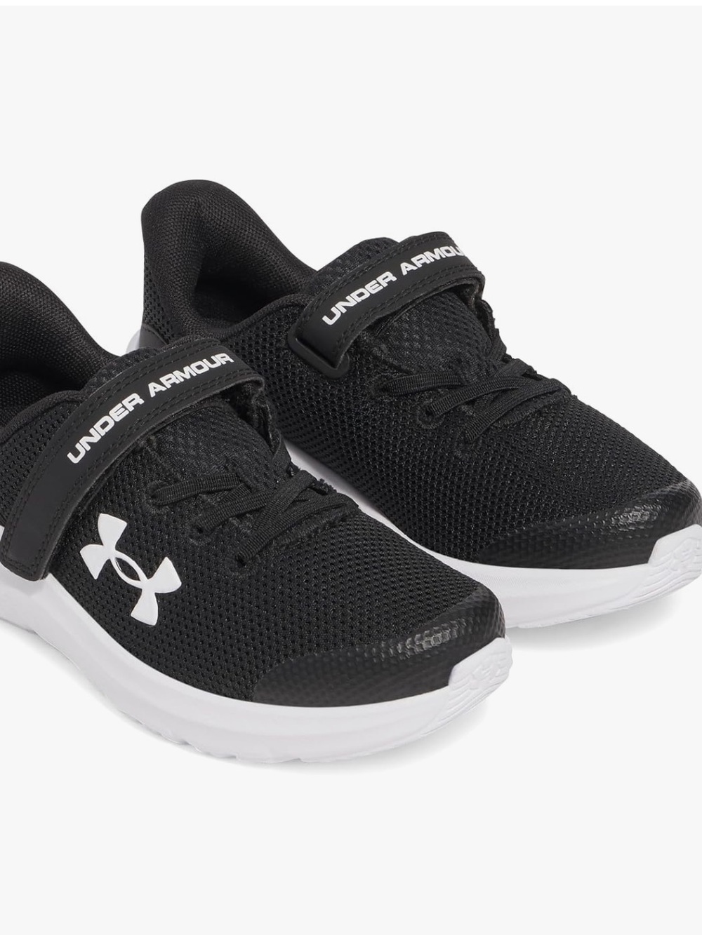 Under Armour Boys Pursuit 2 black white sneaker athletic no tie size 13.5